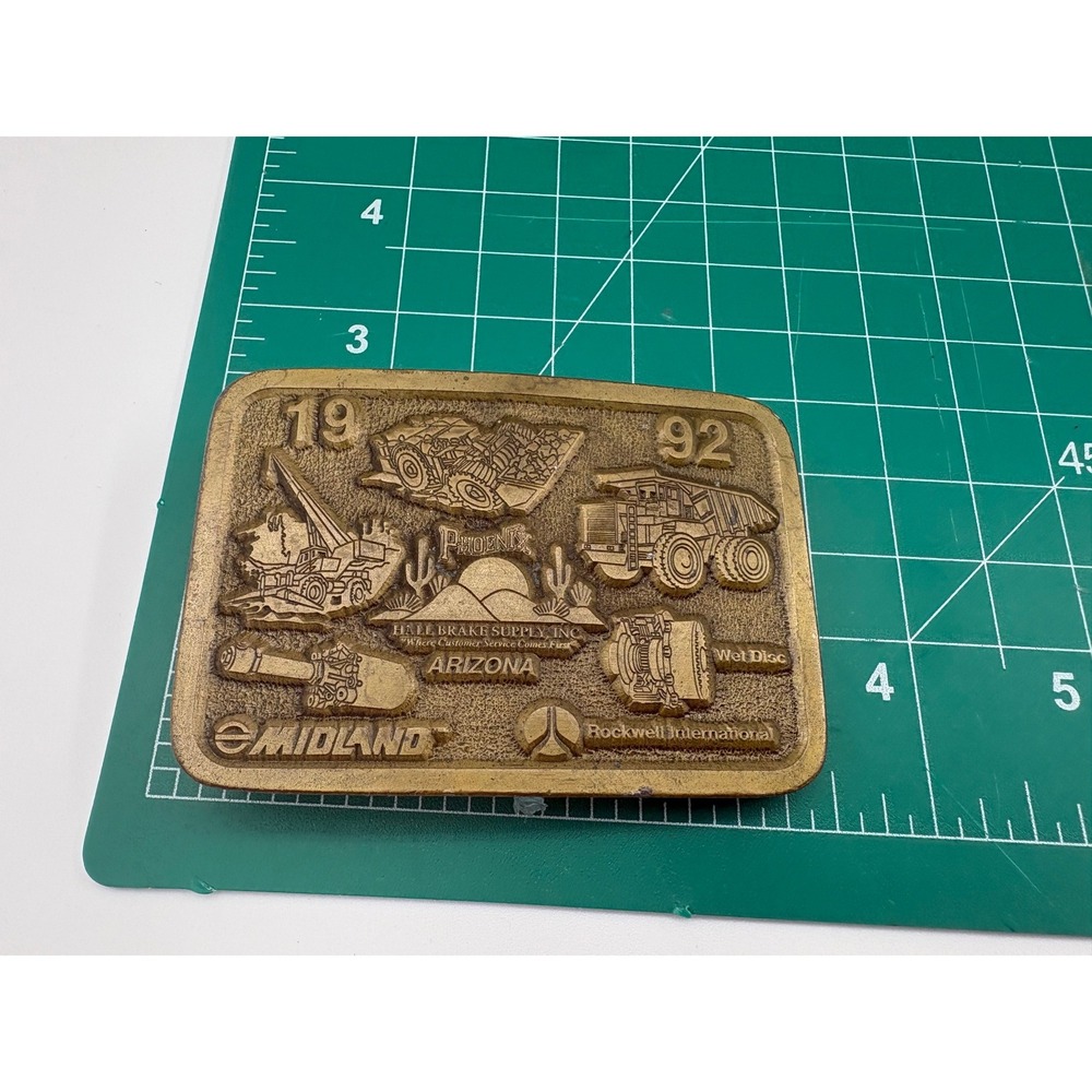 Midland Hall Brake Supply Belt Buckle 1992 Construction Brass Arizona Good‎ - Picture 5 of 5